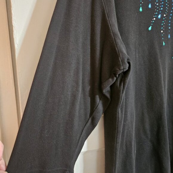 TRILLLOGY by Morning Sun Black Beaded and Rhinestone Pullover Top Ladies Plus 2X - Picture 5 of 7